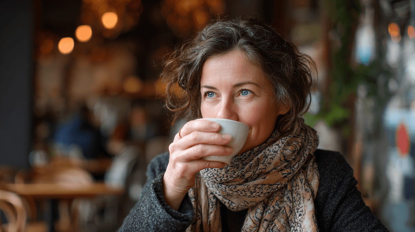 menopausal woman drinking tea